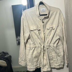 Old Navy Linen Utility Jacket , drawstring, zipper and snap closure XL